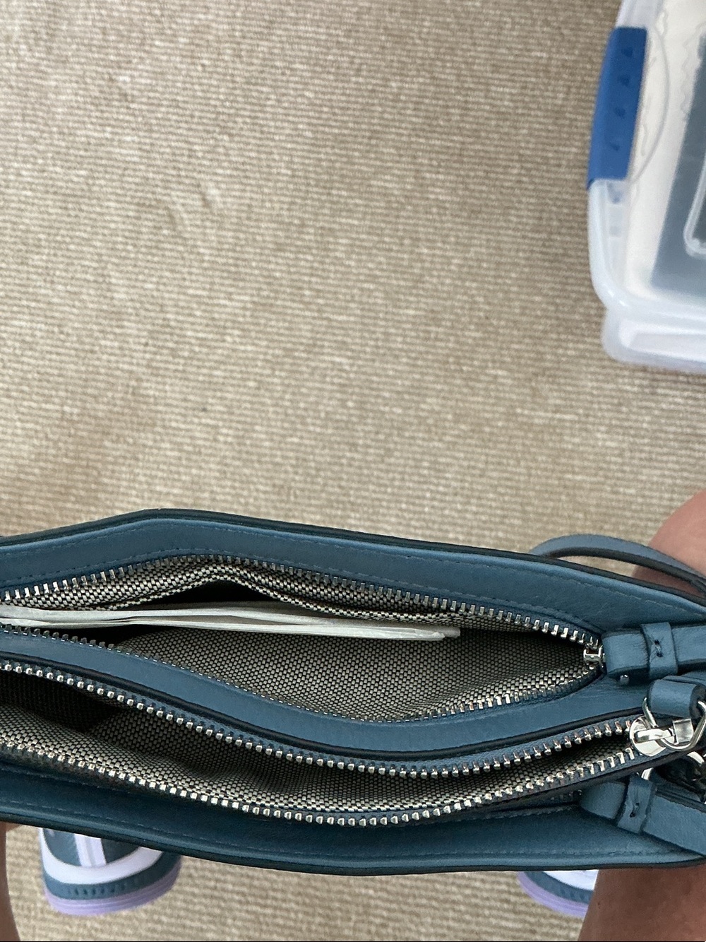 Vince Camuto Teal Pebbled Leather Crossbody - Picture 4 of 6